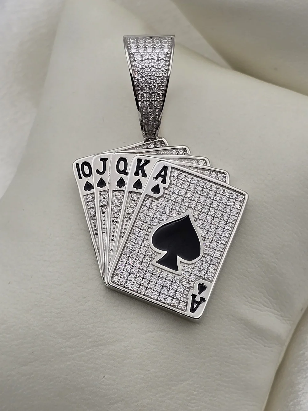 Sterling Silver 925 Moissanite  Lucky Cards Pendant